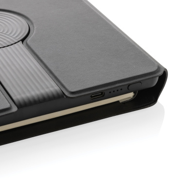 Logotrade promotional item image of: Swiss Peak RCS rePU notebook with 2-in-1 wireless charger