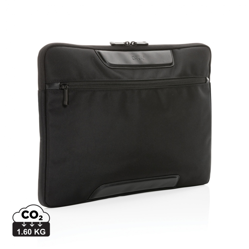 Logo trade promotional merchandise photo of: Swiss Peak AWARE™ RPET Voyager 15.6" laptop sleeve