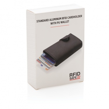 Logo trade business gifts image of: Standard aluminium RFID cardholder with PU wallet