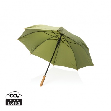 Logo trade promotional giveaways picture of: 23" Impact AWARE™ RPET 190T auto open bamboo umbrella