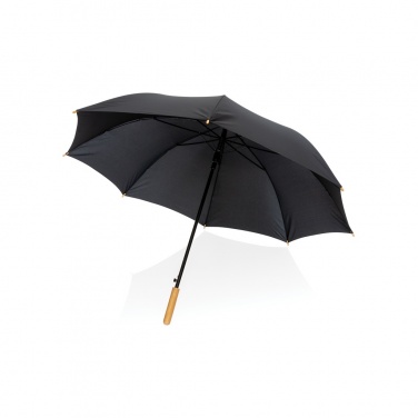 Logo trade promotional product photo of: 27" Impact AWARE™ RPET 190T auto open bamboo umbrella