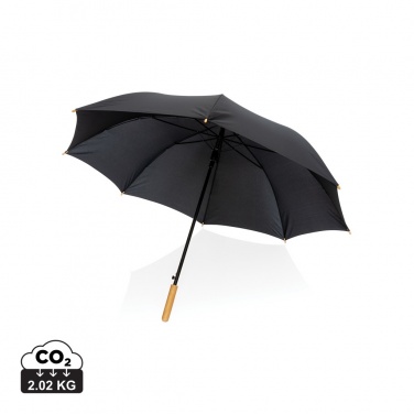 Logo trade promotional products image of: 27" Impact AWARE™ RPET 190T auto open bamboo umbrella