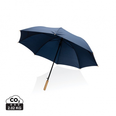 Logo trade promotional giveaway photo of: 27" Impact AWARE™ RPET 190T auto open bamboo umbrella