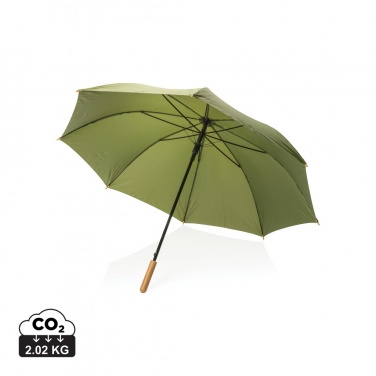Logotrade corporate gift image of: 27" Impact AWARE™ RPET 190T auto open bamboo umbrella