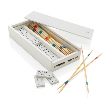 Logo trade promotional gifts image of: Deluxe mikado/domino in wooden box