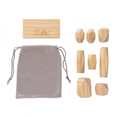 Logotrade promotional giveaway image of: Ukiyo Crios wooden balancing rocks in pouch
