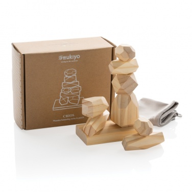 Logo trade promotional merchandise photo of: Ukiyo Crios wooden balancing rocks in pouch
