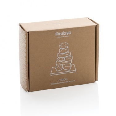 Logo trade business gift photo of: Ukiyo Crios wooden balancing rocks in pouch