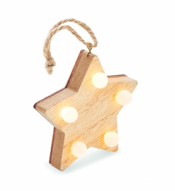Logo trade promotional merchandise picture of: Wooden weed star with lights