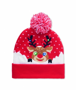 Logo trade promotional giveaways image of: Christmas knitted beanie LED