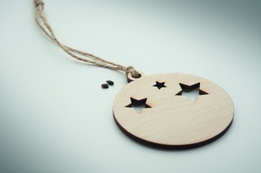 Logo trade promotional items image of: Wooden bauble shape hanger