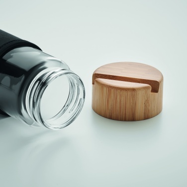 Logo trade promotional giveaways image of: Glass bottle bamboo lid 600ml