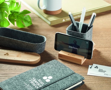 Logotrade promotional item image of: RPET felt pen pot phone stand