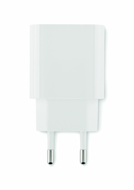 Logo trade promotional gifts picture of: 20W 2 port USB charger EU plug