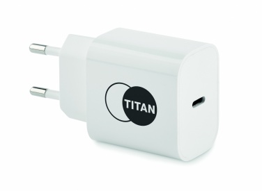 Logo trade promotional giveaways image of: 20W 2 port USB charger EU plug