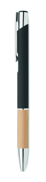 Logo trade advertising products image of: Ballpoint pen made of aluminum with a bamboo grip