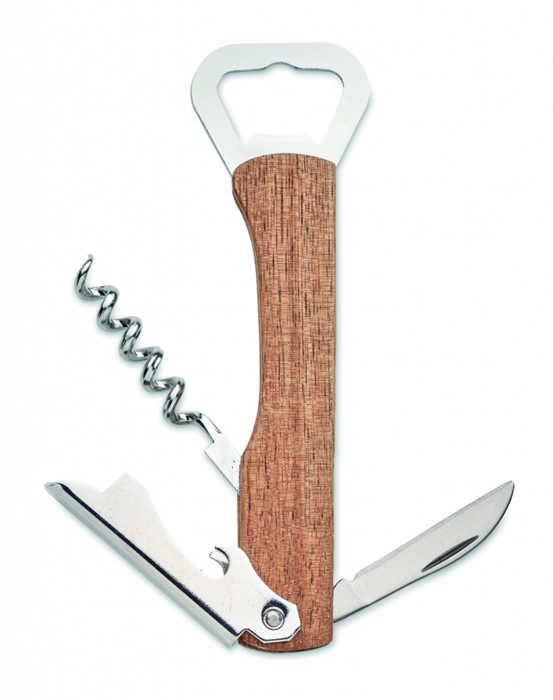 Logo trade promotional items image of: 3 in 1 bamboo bottle opener WOOL