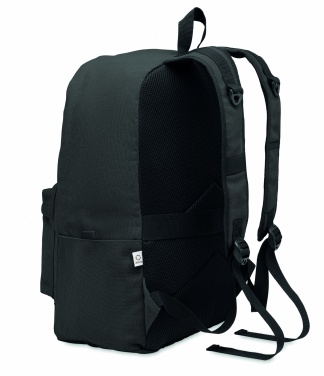 Logo trade business gifts image of: A 15-inch laptop backpack made of recycled pre-consumer cotton with customizable printing