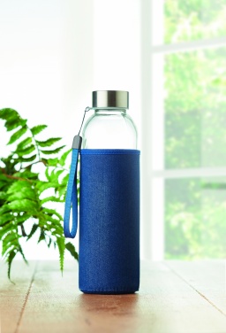 Logo trade promotional merchandise image of: Glass bottle in pouch 500 ml