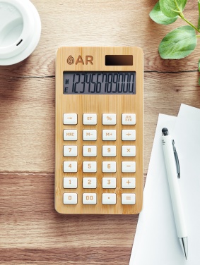 Logo trade advertising products image of: 12 digit bamboo calculator