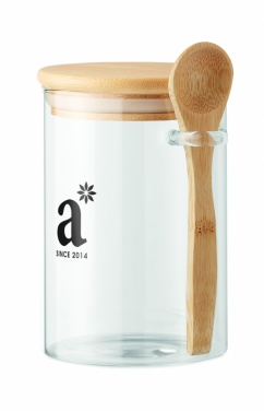 Logotrade promotional merchandise picture of: Glass jar with spoon 600 ml