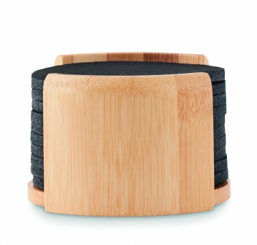 Logotrade promotional giveaway image of: RPET coasters in bamboo holder