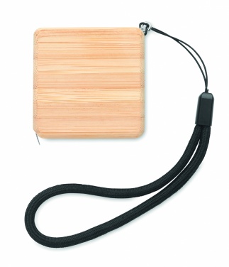 Logo trade promotional merchandise image of: Measuring tape in bamboo 1m