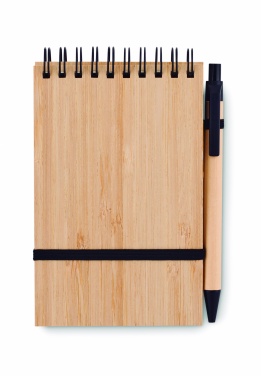 Logotrade promotional giveaways photo of: A6 bamboo notepad with pen SONORABAM