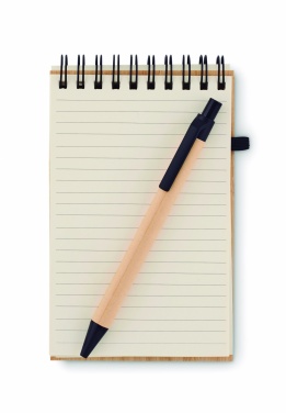 Logo trade promotional items image of: A6 bamboo notepad with pen SONORABAM