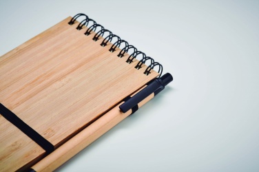 Logo trade promotional gifts picture of: A6 bamboo notepad with pen SONORABAM