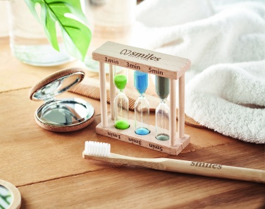 Logotrade advertising product picture of: Set of 3 wooden sand timer