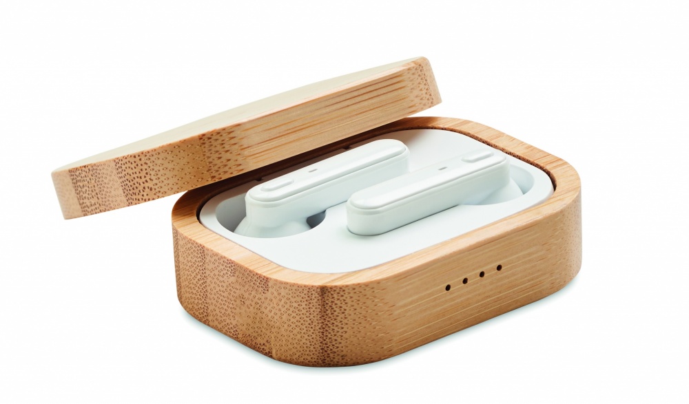 Logotrade advertising product picture of: TWS earbuds in bamboo case