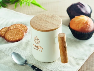 Logo trade promotional items image of: Porcelain mug with lid 380 ml