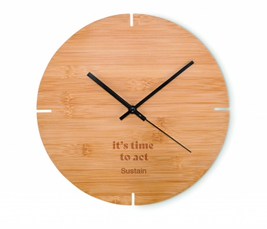 Logo trade promotional merchandise picture of: Round shape bamboo wall clock