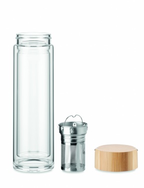 Logotrade advertising products photo of: Double wall glass bottle 400ml Berlin