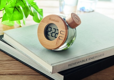 Logo trade promotional gifts picture of: Water powered bamboo LCD clock
