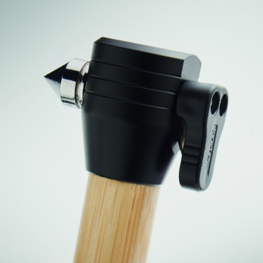 Logo trade advertising product photo of: 3-in-1 bamboo flashlight with an emergency hammer and seatbelt cutter