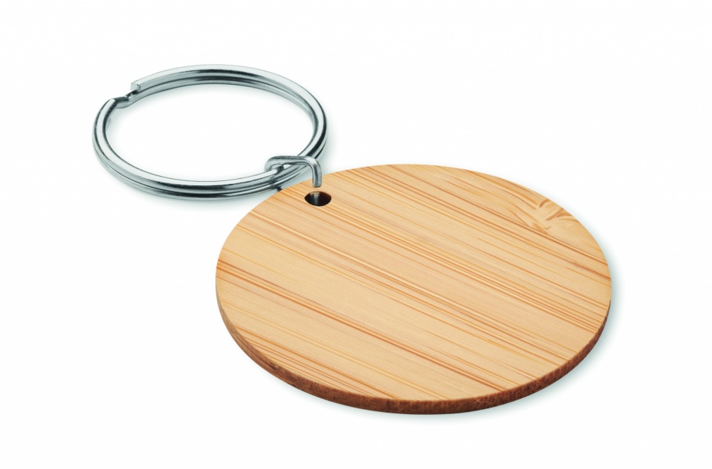 Logo trade promotional items picture of: Round bamboo key ring Pieksämäki