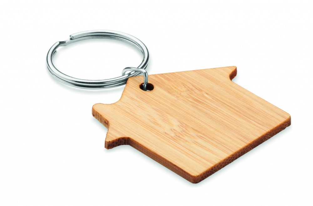 Logo trade corporate gift photo of: House shaped bamboo key ring Järvenpää