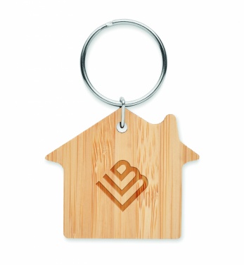 Logotrade promotional product image of: House shaped bamboo key ring Järvenpää