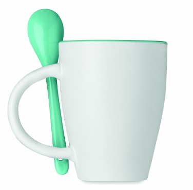 Logo trade promotional merchandise picture of: Bicolour mug with spoon 250 ml
