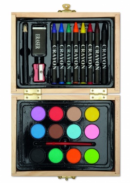 Logo trade promotional giveaways image of: Painting set in wooden box