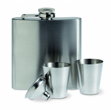Logotrade business gifts photo of: Slim hip flask w 2 cups set