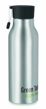 Logotrade business gift image of: Single-walled 500 ml aluminum bottle with a PP cap and a silicone strap