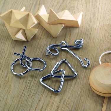 Logo trade promotional gifts image of: Set of 3 metal brain teasers