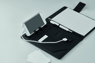 Logo trade promotional merchandise picture of: A5 folder with power bank