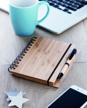 Logo trade promotional giveaways image of: Bamboo notebook with pen lined BAMBLOC