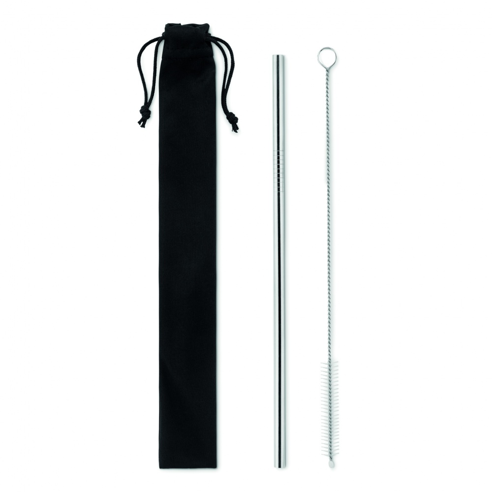 Logo trade promotional products image of: SS straw and brush in pouch
