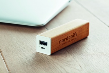 Logo trade business gifts image of: Power bank bamboo 2200 mAh POWERBAM