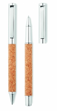 Logotrade business gift image of: Metal Ball pen set in cork box